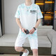 Antata Mall mismo estilo que Duck Star Rokerke 2025 Summer Nuevo set de manga corta adolescentes para hombres Shorts All-Match Sports casual Set 6187 Blue M