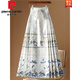 Pierre Cardin NOUVELLE Jupe à cheval de style chinois pour les femmes au printemps Slim Temperament 2025 Nouvelle jupe longue une seule pièce Hanfu Jupe plissée 9896 Rouge One-taille