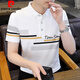 Pierre Cardin Lapa para hombres Camiseta de manga corta Algodón puro 2025 Summer NUEVO PAPO DAD MEDIA Y POLO SLIM POLO CAMISA Rayas K12129 Caki + K12129 Azul M