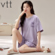 
VTT new pajamas with chest pads for summer women's short-sleeved shorts two-piece suit casual cartoons for home wear V short-sleeved suit: WP1047 M