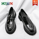 CARTELO men's loafers 2025 spring men's shoes heightened thick sole shiny trendy leather shoes lazy beans shoes 3519 black high quality version 38