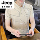 JEEP SPIRIT男士短袖t恤新疆纯棉修身时尚体桖T恤夏季潮流条纹Polo衫新款夏装 W7029白色 M 90-105斤