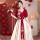 Libaixin chinois Toast Suit Bride Nouveau style 2025 Robe de mariée de fiançailles estivale pour femmes Jupe de retour de gaz de gaz haut de gamme Bourgogne xl suggère 115-120jin [Jin est égal à 0,5 kg]