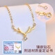 KUXA imitation 18K gold necklace for women Yulu Youyou gold-plated necklace diamond pendant clavicle chain 520 gift for girlfriend