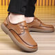 Lee Xiang International Light Luxury Brand Punched Breathable Outdoor Stirring Shoes Wear-resistant Beef Tendon Sole Hollow Men's Casual Leather Shoes Genuine Black Leather Shoes (Single-layer Cowhide) 39