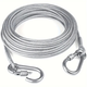 Extended stainless steel dog traction rope dog leash small, medium and large dog pet steel wire rope thick chain dog rope anti-bite silver gray + double-ended carabiner rope thickness 3 mm total rope length 2 meters
