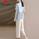 
Pier Cardin gives mother summer suit 2025 new suit fashionable middle-aged and elderly women's summer short-sleeved shirt and fashionable wide-leg pants two pieces 9435 light green suit L [Suggested 90-105Jin [Jin equals 0.5 kg]]
