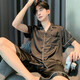 
New ice silk pajamas for men 2025 summer day black high-end shorts shorts home clothing G723 L is about 170 height, weight is 100-130 Jin [Jin equals 0.5 kg]