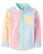 GYMBOReeGymboree Boys and Toddlers Long Sleeve Button-Down Shirt, Plaid Color Block, 10 Plaid Color Block 10