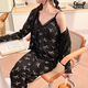 Lexi Beilu Spring V-Neck Pyjamas Frauen-Drei-teiliger Set mit Brustpaddleboard süßer Hauskleidung JHX-13803p#Gray 170 m