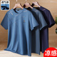 
Middle-aged and elderly summer round neck short-sleeved T-shirt for middle-aged men's cool ice silk casual top for daddy suit summer suit men 693 navy blue one size 165/S (recommended 110 Jin [Jin equals 0.5 kg] or less)
