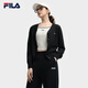 FILA official women's braided jacket 2025 autumn new fashion casual and comfortable V-neck sweater cardigan, black - BK 2XL 180/96A/XXL
