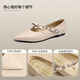 Zhr Top Layer Cowhide Mary Zhen Chaussures pour femmes Boucle de mode polyvalente Soft Sole Light Bouche célibataire pour femmes S687 BEIGE 36