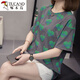 Woodpecker 2025 Vêtements d'été avec un t-shirt à manches courtes en coton pur pour les femmes couvrant leur ventre lâche et mince décontracté et polyvalent pour les femmes 9902 Blue M [environ 80-95]