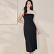 ROEYSHOUSE high-end embroidered patchwork dress for women 2025 summer slim midi skirt 12142 black L