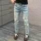 Chenni American Rispped Jeans Men's New Fashion Brand Fashion Light Luxury Stretch Slim pantalones delgados 9866 28