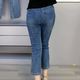 苜戈大码胖mm高腰弹力七分烟管裤梨型身材2025春夏新款直筒牛仔裤子女 6189蓝色7分裤弹力款 L 100-115斤