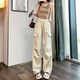 Pantalon de travail de usure de dopamine simple décontractée pour les femmes au printemps et à l'été cordon hip-hop mince-feel large pantalon de plancher
