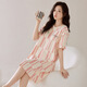 Langsha Nightgown's Women's Pure Cotton Короткие рукава с грудной клеткой 2025 Повседневная тонкая женская платья средней длины пижама Лето x12532 с грудной клеткой l
