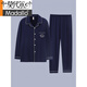 Modal Frühlings- und Herbst reiner Pyjamas für Männer für längst lose lose Plus-Größe mittleren und junger Männer, die dünne Casual Home Clothing Set 691 Grau (langärmelig) l [empfohlen 100-120 Jin [Jin gleich 0,5 kg]]]