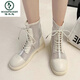 Woodpecker Martin boots summer thin women's 2025 new genuine leather breathable internet celebrity hollow mesh boots thick-soled sponge cake summer boots black 38