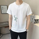 
SATCHI new Chinese style bamboo embroidered short-sleeved men's summer v-neck national trend T-shirt men's linen cotton linen new Chinese style half-sleeved 9856 khaki M (about 90~105 Jin [Jin equals 0.5 kg] can be worn)