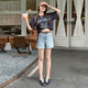 MeiYANG (MEIYANG) Xiaguo No. 4 denim shorts, extra-deep orchid-small texture A-line casual pants, light blue M