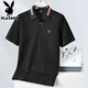 Camiseta de gran tamaño Playboy de alta gama Masina de algodón de algodón suelto de algodón de algodón suelto de algodón suelto más grasa más grasa de solapa más grande 3527 White XL Peso recomendado (135-155Jin [Jin es igual a 0,5 kg])