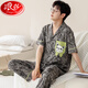 Langsha Men's Pure Cotton Pyjamas Summer Summer Clothers Home Vêtements 2025 Nouveau dessin animé Plus Taille Adolescents Full Set Slevés courts A693 [Ensemble de coton pur] L Men