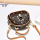Kangaroo (Kangaroo) Kleine Tasche Neue 2025 Frauenbeutel Trendy Fashion Internet Promi Einschuld Crossbody Bag Handheld Small Runde Tasche bedruckte kontrastierende Farbe Frauenbeutel Kaffee Blume Weiß