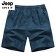 JEEP SPIRIT夏季男士五分休闲短裤男大码纯棉宽松裤子运动直筒薄款沙滩裤男裤 豆绿/9215  印花款 L -135斤
