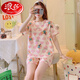 Langsha Summer Pajama для женщин с короткими рукавами модные хлопок тонкая маленькая сладкая и милая интернет-одежда для знаменитостей можно носить за пределами 1048 Purple Rabbit M