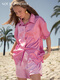 Not Just Pajama Mi Silk Pajama Set Short Sleeve Lounge Wear Can Be Weared Outside Rose Pink + S