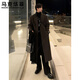 Mark Huafei Woolen Coat Men's Autumn and Winter New Korean Style High-Quality Medium-Length Shoulder-Pad Windbreaker Over-the-Knee Loose Woolen Coat Black (Cotton Style) L 132-150Jin Jin is equal to 0.5 kg