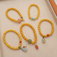 Fat Donglai's same style beeswax bracelet chicken fat yellow beeswax bracelet 5mm round beads women's silver plated ancient gold lotus pod south red beeswax lotus pod bracelet S