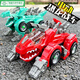 Shantoulin Village Elektrischer Dinosaurier Chariot transformierte Roboterkinder, Jungen und Mädchen 1-2-3 Jahre 6 frühe Bildung Baby Autospielzeug transformierte Dinosaurier Chariot Red Version