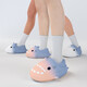 LATE TIME Gradient Shark Children's Cotton Slippers Boys' Bag Heels Winter Indoor Warm Non-Slip Girls Baby Plush Slippers Winter White Blue Inner Length 22cm 220 Suitable for Feet Sizes 34-35