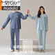 Modal anti-mite pure cotton couple pajamas for women spring and autumn long-sleeved cardigan autumn and winter casual men's home wear suit 7E2694 female-double length M