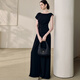 ROEYSHOUSE high-end texture shirt for women 2025 summer design waist slim body 11973 black M