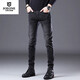 
JOEONE 2025 spring and summer new black jeans men's slim feet Korean version high-end elastic casual long trousers black regular 1048 28 size suitable for 90-110Jin [Jin equals 0.5 kg]
