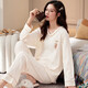 
Printed Good Piano Pajamas for Women in Spring and Autumn Pure Cotton Korean Large Size Long Sleeve Two-Piece Set Casual Summer Autumn and Winter Style Home Muji MUJI Pink GXT9923 M (Suggested 7595Jin [Jin equals 0.5 kg])