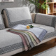 Jingdu new Chinese solid wood sofa cushion cotton and linen thickened sofa cushion 123 combination sofa cover non-slip sofa cushion cover modern Chinese style - gray 110*240cm