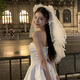 Bo Na Ling veil, white bridal veil, certificate registration headdress, super fairy bow, fluffy veil, photo props, double bow, love veil, hairpin style
