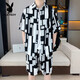 Playboy (PLAYBOY) high-end summer ice silk short-sleeved shirt suit for men casual sports beach half-sleeved shirt with shorts 679 meters white suit M 90-110Jin [Jin equals 0.5 kg]