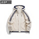 JEEP SPIRIT吉普冲锋衣女款2025新款春秋季户外登山服男装防风美式条纹外套潮 耀夜黑 2XL