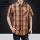 Classic Car High-End Pure Cotton Casual Kurzärmer Hemd für Männer 2025 Sommer dünne, atmungsfreie hautfreundliche neue lose karierte Hemd Military Green 5009 m