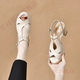 Niwenfeili Luxury Luxury Chaussures pour femmes xiaobun poisson bouche chaussures respirant table sandales en cuir épaisse semelle quotidienne printemps et d'été épais talon décontracté noir 34