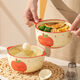 Ceramic instant noodle bowl with lid tableware student dormitory large capacity double-eared snail noodle bowl cute noodle bowl personal use 6-inch apple instant noodle bowl with lid