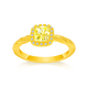Ming Diamond International Yellow 18k Gold Ring Women's au750 Small Sugar Cube Inlaid Ring Fashionable Versatile Ring Birthday Gift for Girlfriend