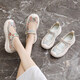 Women's shoes 2025 summer new breathable and lightweight Mary Jane Velcro one foot thick sole anti-slip slow step mother's shoes YGNX-677 blue 35